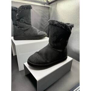 UGG Mini Baily Boots with Side Buttons - Black - Size 8W